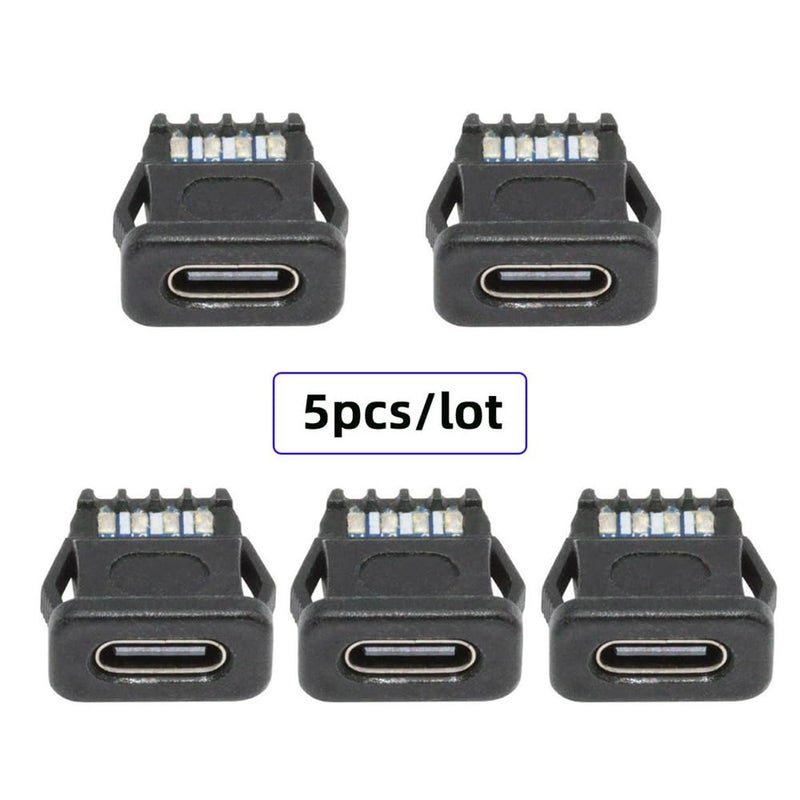 Cablecc 5pcs/Set DC Power 5V/20V DIY OEM Type C Female Socket Connector to 6Pin PCBA Pinout PD IP67（Rectangle Latch Mount Type） - Image 2